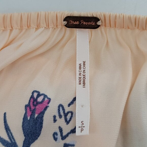 Free People Positano Shirt Size Small Womens Floral Lightweight Boho Top Yellow - Picture 7 of 8